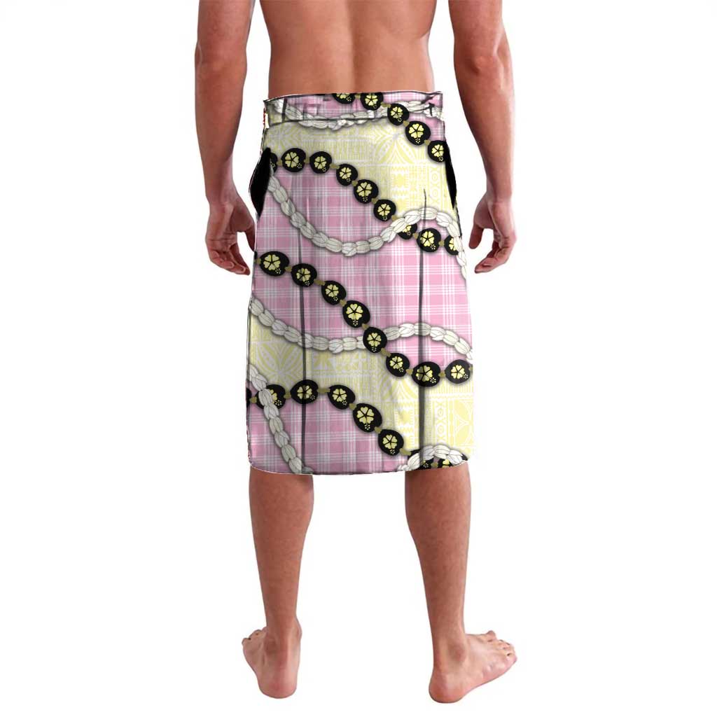 Pink Palaka Hawaii Lavalava Kukui Nut Pikake Lei Hawaiian Tapa Pattern - Polynesian Pride
