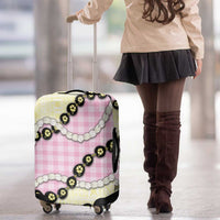 Pink Palaka Hawaii Luggage Cover Kukui Nut Pikake Lei Hawaiian Tapa Pattern - Polynesian Pride