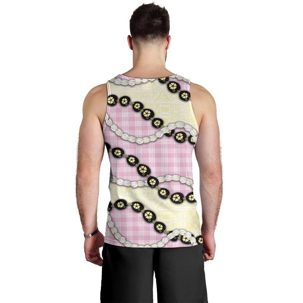 Pink Palaka Hawaii Men Tank Top Kukui Nut Pikake Lei Hawaiian Tapa Pattern - Polynesian Pride