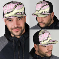 Pink Palaka Hawaii Mesh Trucker Cap Kukui Nut Pikake Lei Hawaiian Tapa Pattern - Polynesian Pride