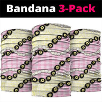 Pink Palaka Hawaii Neck Gaiter Kukui Nut Pikake Lei Hawaiian Tapa Pattern - Polynesian Pride