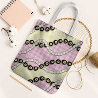 Pink Palaka Hawaii Tote Bag Kukui Nut Pikake Lei Hawaiian Tapa Pattern - Polynesian Pride