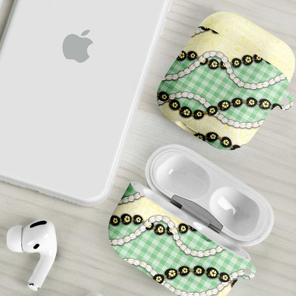 Green Palaka Hawaii AirPods Case Kukui Nut Pikake Lei Hawaiian Tapa Pattern - Polynesian Pride