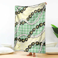 Green Palaka Hawaii Blanket Kukui Nut Pikake Lei Hawaiian Tapa Pattern - Polynesian Pride
