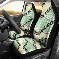Green Palaka Hawaii Car Seat Cover Kukui Nut Pikake Lei Hawaiian Tapa Pattern - Polynesian Pride