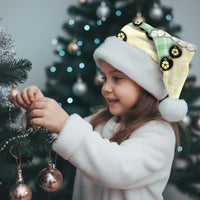 Green Palaka Hawaii Christmas Santa Hat Kukui Nut Pikake Lei Hawaiian Tapa Pattern - Polynesian Pride