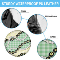 Green Palaka Hawaii Spare Tire Cover Kukui Nut Pikake Lei Hawaiian Tapa Pattern - Polynesian Pride