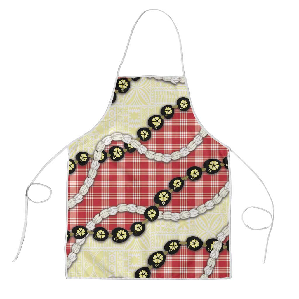 Red Palaka Hawaii Apron Kukui Nut Pikake Lei Hawaiian Tapa Pattern - Polynesian Pride