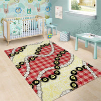 Red Palaka Hawaii Area Rug Kukui Nut Pikake Lei Hawaiian Tapa Pattern - Polynesian Pride