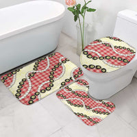 Red Palaka Hawaii Bathroom Set Kukui Nut Pikake Lei Hawaiian Tapa Pattern - Polynesian Pride