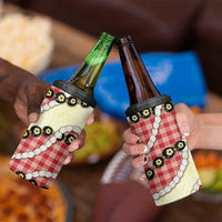 Red Palaka Hawaii 4 in 1 Can Cooler Tumbler Kukui Nut Pikake Lei Hawaiian Tapa Pattern - Polynesian Pride