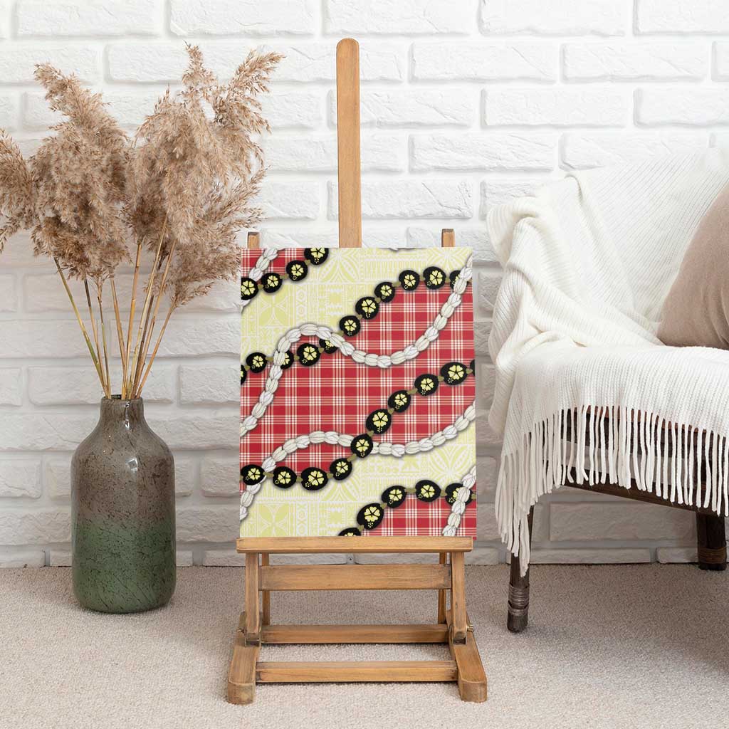 Red Palaka Hawaii Canvas Wall Art Kukui Nut Pikake Lei Hawaiian Tapa Pattern - Polynesian Pride