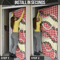 Red Palaka Hawaii Door Cover Kukui Nut Pikake Lei Hawaiian Tapa Pattern - Polynesian Pride