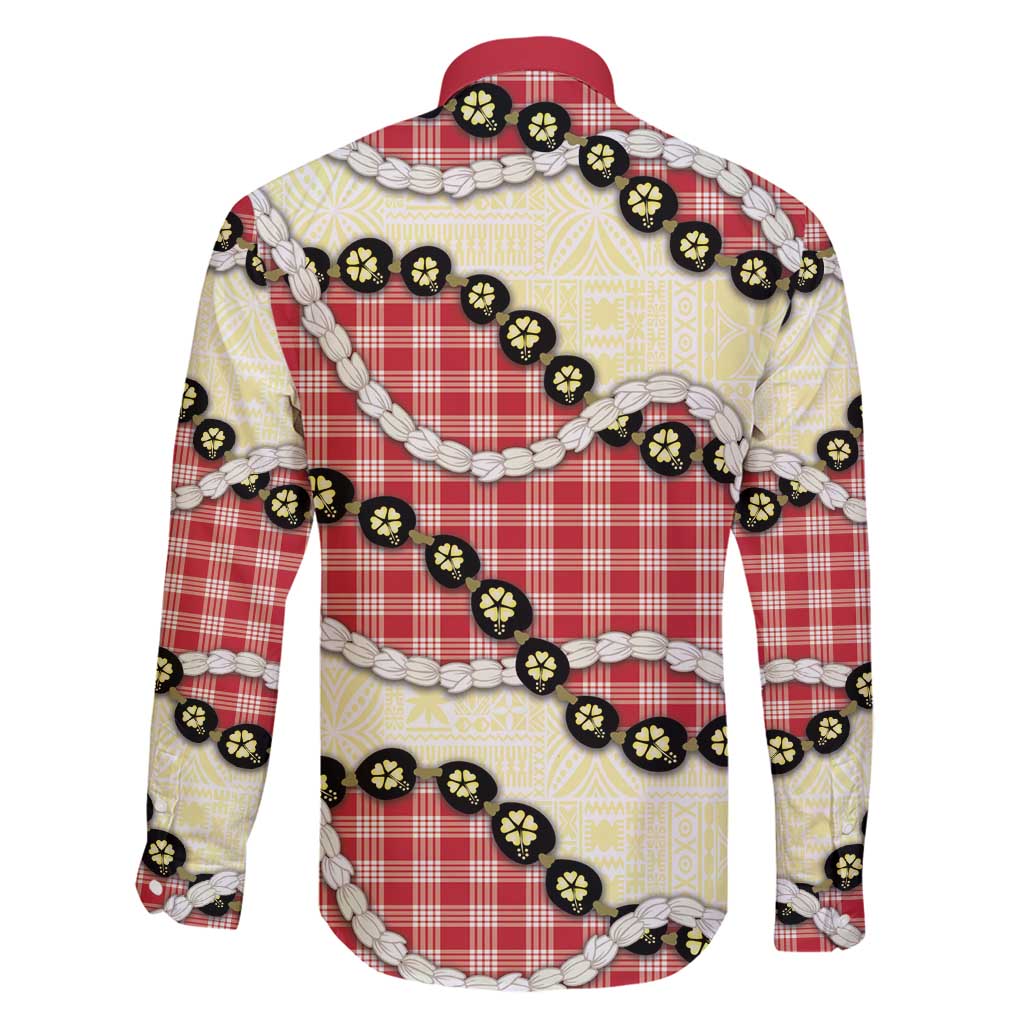 Red Palaka Hawaii Family Matching Mermaid Dress and Hawaiian Shirt Kukui Nut Pikake Lei Hawaiian Tapa Pattern - Polynesian Pride