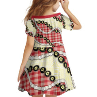 Red Palaka Hawaii Family Matching Off The Shoulder Long Sleeve Dress and Hawaiian Shirt Kukui Nut Pikake Lei Hawaiian Tapa Pattern - Polynesian Pride