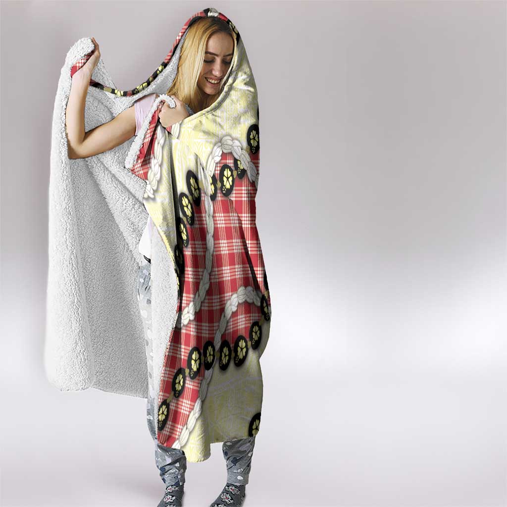 Red Palaka Hawaii Hooded Blanket Kukui Nut Pikake Lei Hawaiian Tapa Pattern - Polynesian Pride