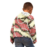 Red Palaka Hawaii Kid Hoodie Kukui Nut Pikake Lei Hawaiian Tapa Pattern - Polynesian Pride