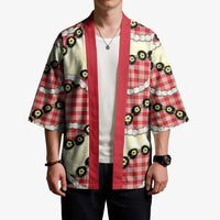 Red Palaka Hawaii Kimono Kukui Nut Pikake Lei Hawaiian Tapa Pattern - Polynesian Pride