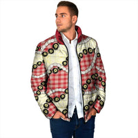 Red Palaka Hawaii Padded Jacket Kukui Nut Pikake Lei Hawaiian Tapa Pattern - Polynesian Pride