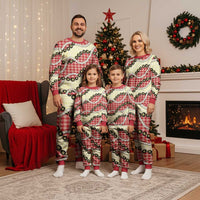 Red Palaka Hawaii Christmas Pajama Set Kukui Nut Pikake Lei Hawaiian Tapa Pattern - Polynesian Pride