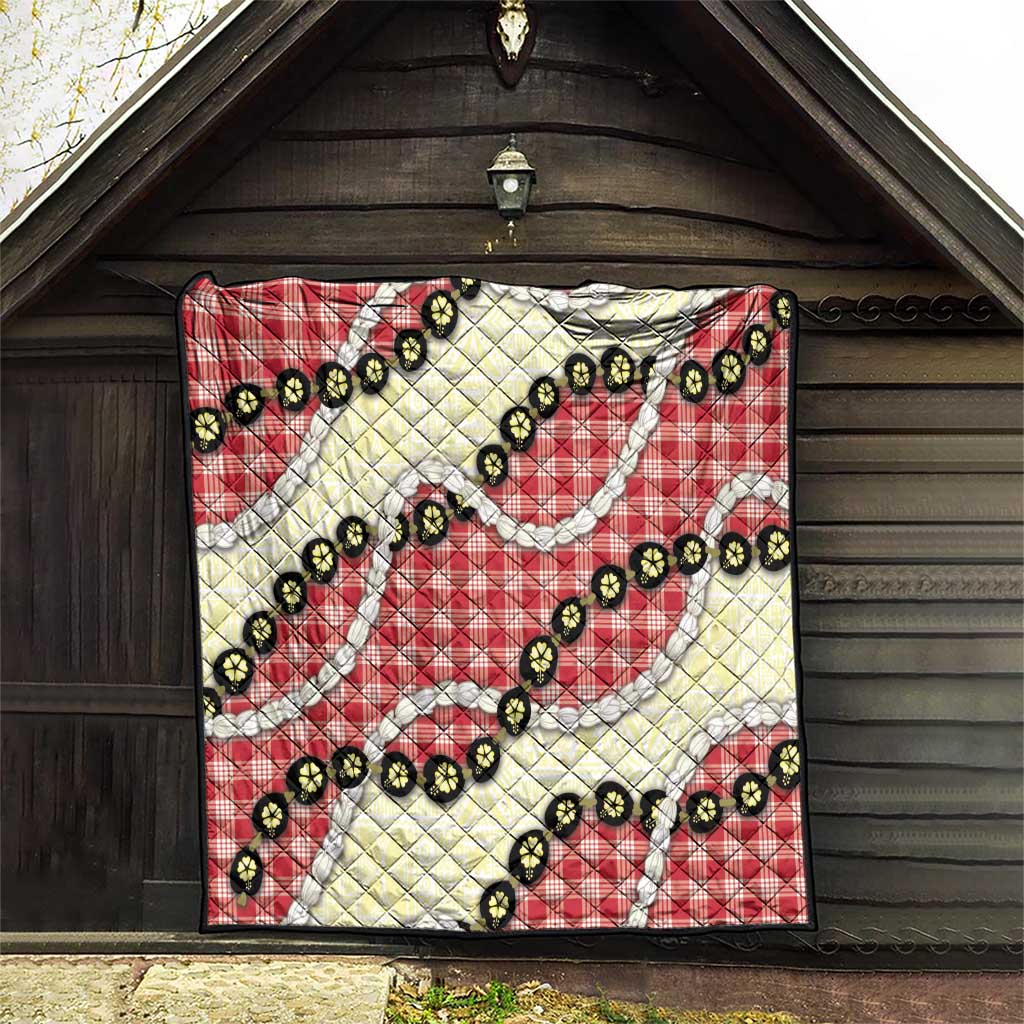 Red Palaka Hawaii Quilt Kukui Nut Pikake Lei Hawaiian Tapa Pattern - Polynesian Pride