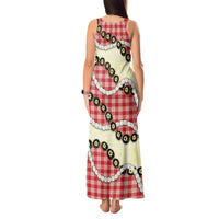 Red Palaka Hawaii Tank Maxi Dress Kukui Nut Pikake Lei Hawaiian Tapa Pattern - Polynesian Pride