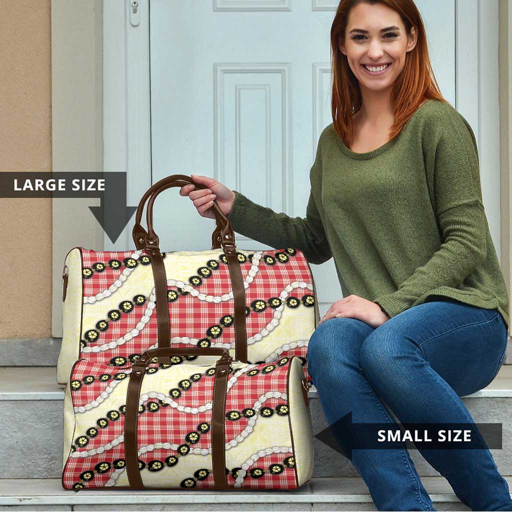 Red Palaka Hawaii Travel Bag Kukui Nut Pikake Lei Hawaiian Tapa Pattern - Polynesian Pride
