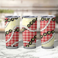 Red Palaka Hawaii Tumbler Cup Kukui Nut Pikake Lei Hawaiian Tapa Pattern - Polynesian Pride