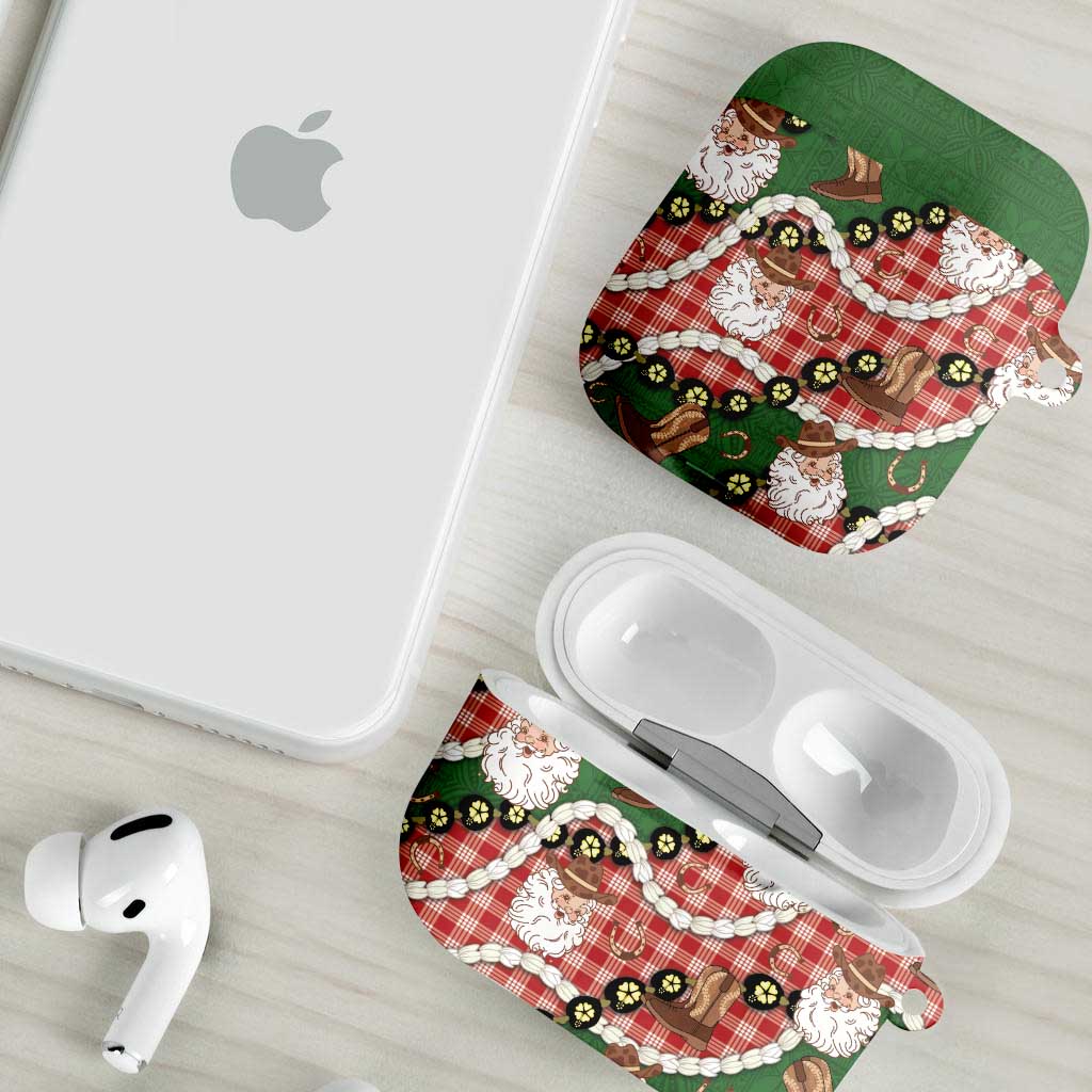Cowboy Hawaii Mele Kalikimaka AirPods Case Paniolo Kukui Nut Pikake Lei Red Version - Polynesian Pride
