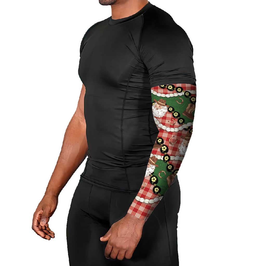 Cowboy Hawaii Mele Kalikimaka Arm Sleeves Paniolo Kukui Nut Pikake Lei Red Version - Polynesian Pride