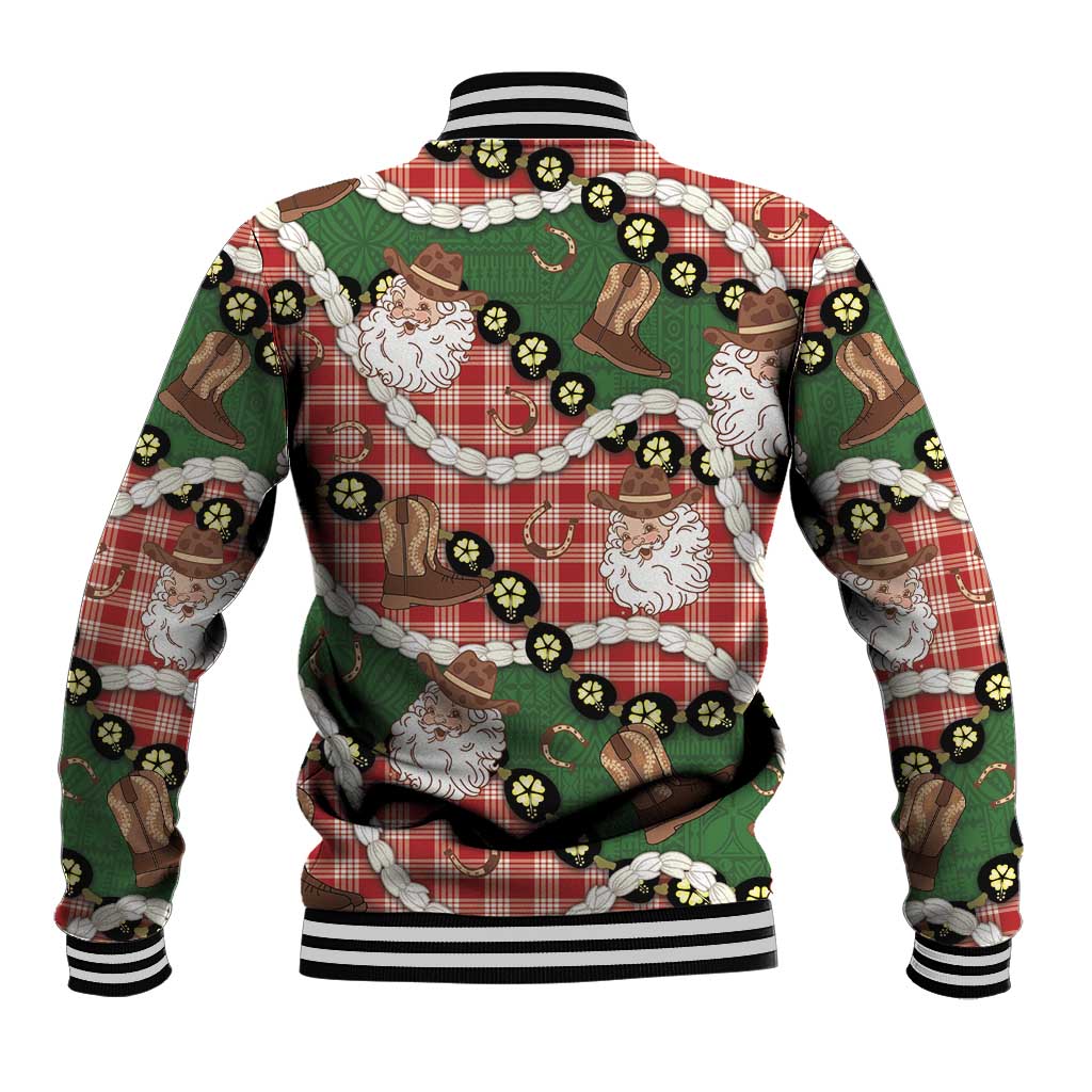 Cowboy Hawaii Mele Kalikimaka Baseball Jacket Paniolo Kukui Nut Pikake Lei Red Version - Polynesian Pride