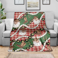 Cowboy Hawaii Mele Kalikimaka Blanket Paniolo Kukui Nut Pikake Lei Red Version - Polynesian Pride