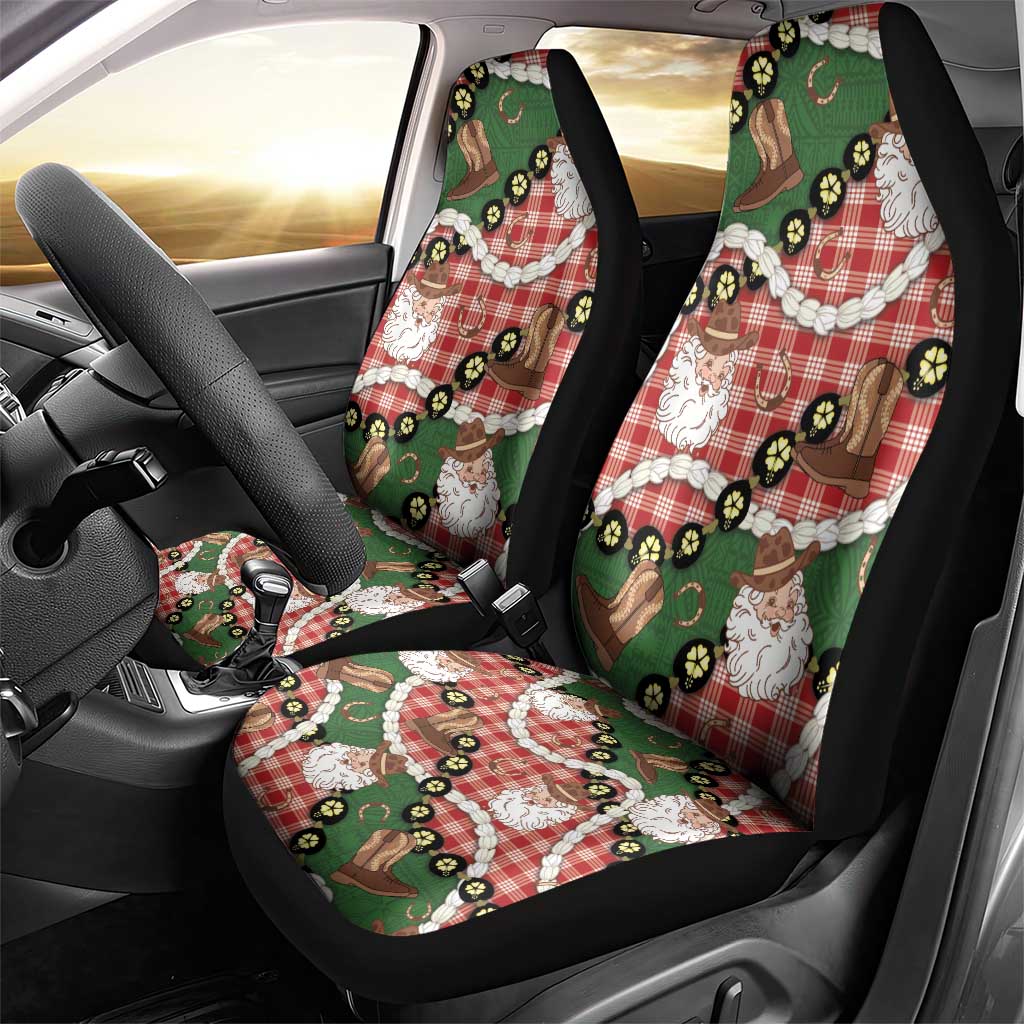 Cowboy Hawaii Mele Kalikimaka Car Seat Cover Paniolo Kukui Nut Pikake Lei Red Version - Polynesian Pride