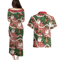 Cowboy Hawaii Mele Kalikimaka Couples Matching Puletasi and Hawaiian Shirt Paniolo Kukui Nut Pikake Lei Red Version - Polynesian Pride
