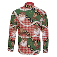 Cowboy Hawaii Mele Kalikimaka Family Matching Long Sleeve Bodycon Dress and Hawaiian Shirt Paniolo Kukui Nut Pikake Lei Red Version - Polynesian Pride