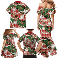 Cowboy Hawaii Mele Kalikimaka Family Matching Mermaid Dress and Hawaiian Shirt Paniolo Kukui Nut Pikake Lei Red Version - Polynesian Pride
