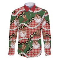 Cowboy Hawaii Mele Kalikimaka Family Matching Off Shoulder Short Dress and Hawaiian Shirt Paniolo Kukui Nut Pikake Lei Red Version - Polynesian Pride