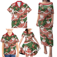 Cowboy Hawaii Mele Kalikimaka Family Matching Puletasi and Hawaiian Shirt Paniolo Kukui Nut Pikake Lei Red Version - Polynesian Pride