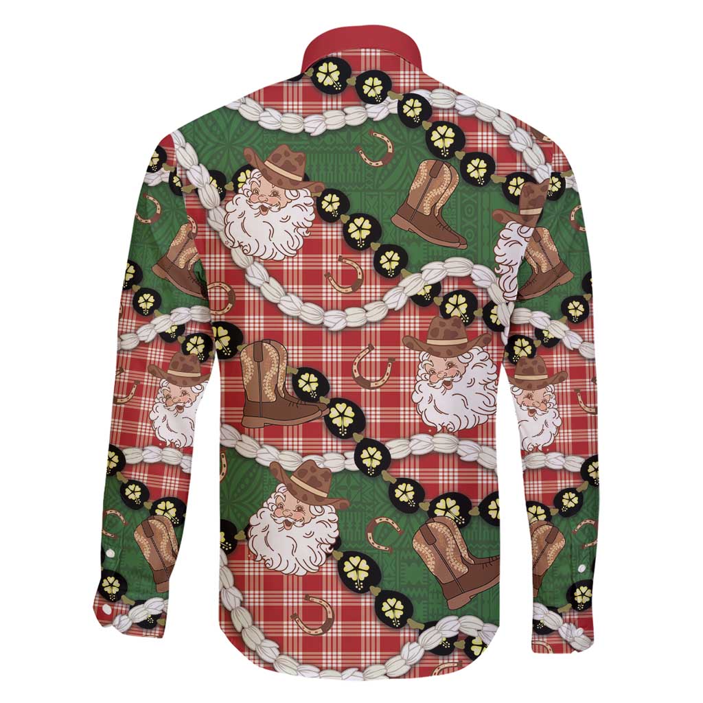 Cowboy Hawaii Mele Kalikimaka Family Matching Short Sleeve Bodycon Dress and Hawaiian Shirt Paniolo Kukui Nut Pikake Lei Red Version - Polynesian Pride