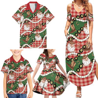 Cowboy Hawaii Mele Kalikimaka Family Matching Summer Maxi Dress and Hawaiian Shirt Paniolo Kukui Nut Pikake Lei Red Version - Polynesian Pride