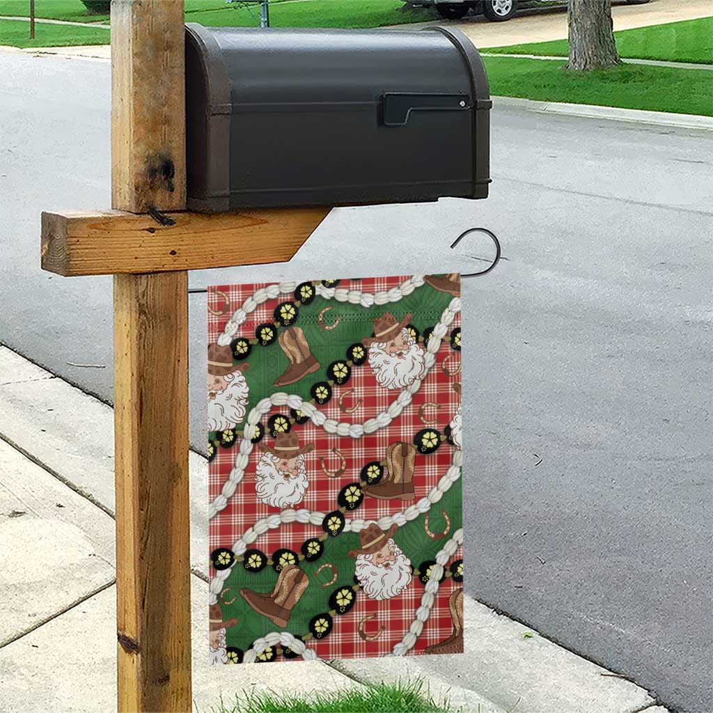 Cowboy Hawaii Mele Kalikimaka Garden Flag Paniolo Kukui Nut Pikake Lei Red Version - Polynesian Pride