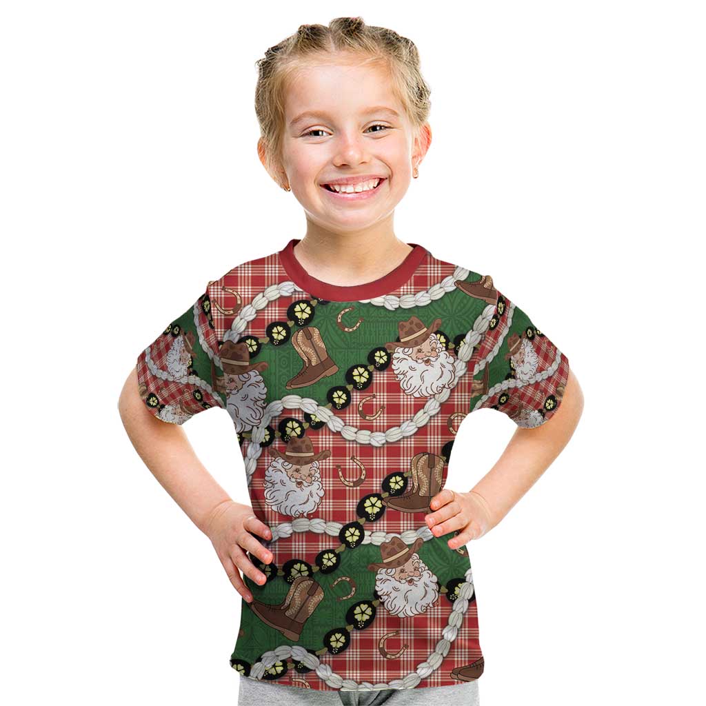 Cowboy Hawaii Mele Kalikimaka Kid T Shirt Paniolo Kukui Nut Pikake Lei Red Version - Polynesian Pride