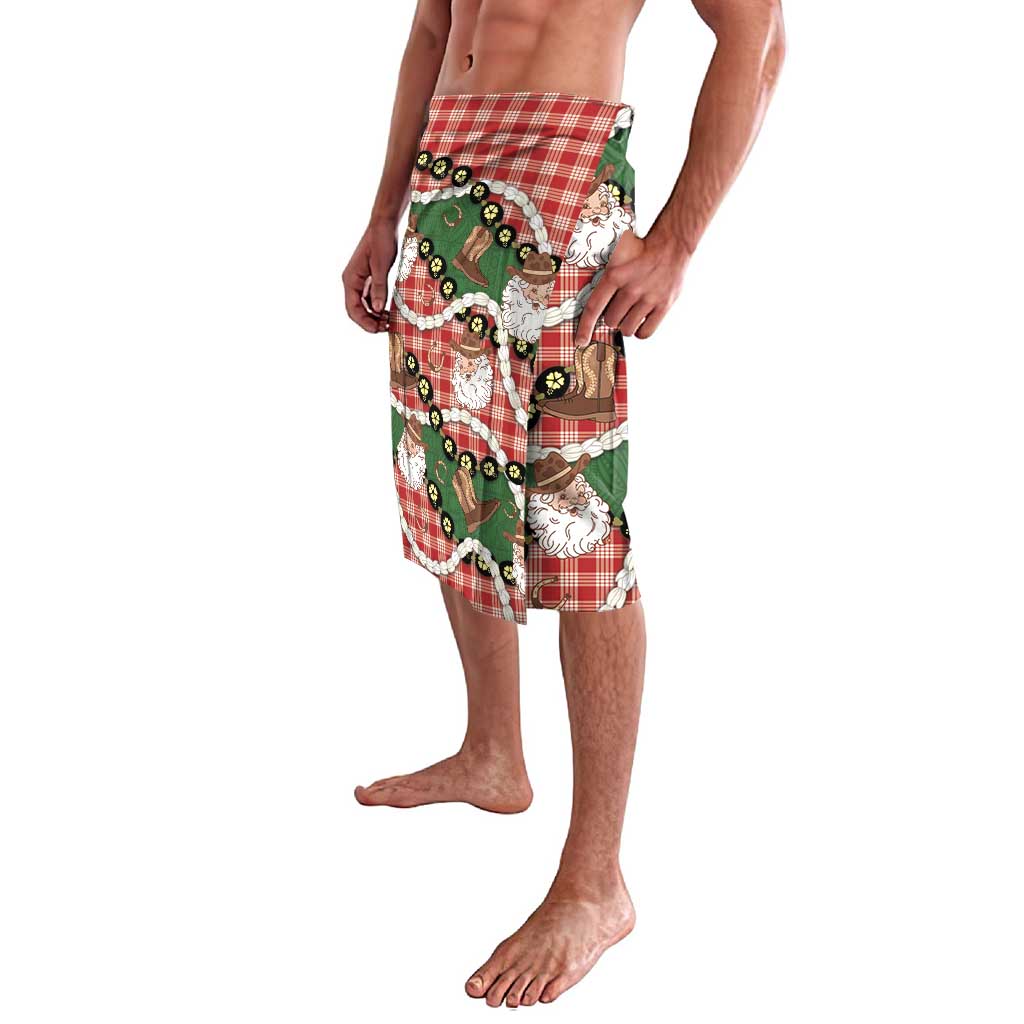 Cowboy Hawaii Mele Kalikimaka Lavalava Paniolo Kukui Nut Pikake Lei Red Version - Polynesian Pride