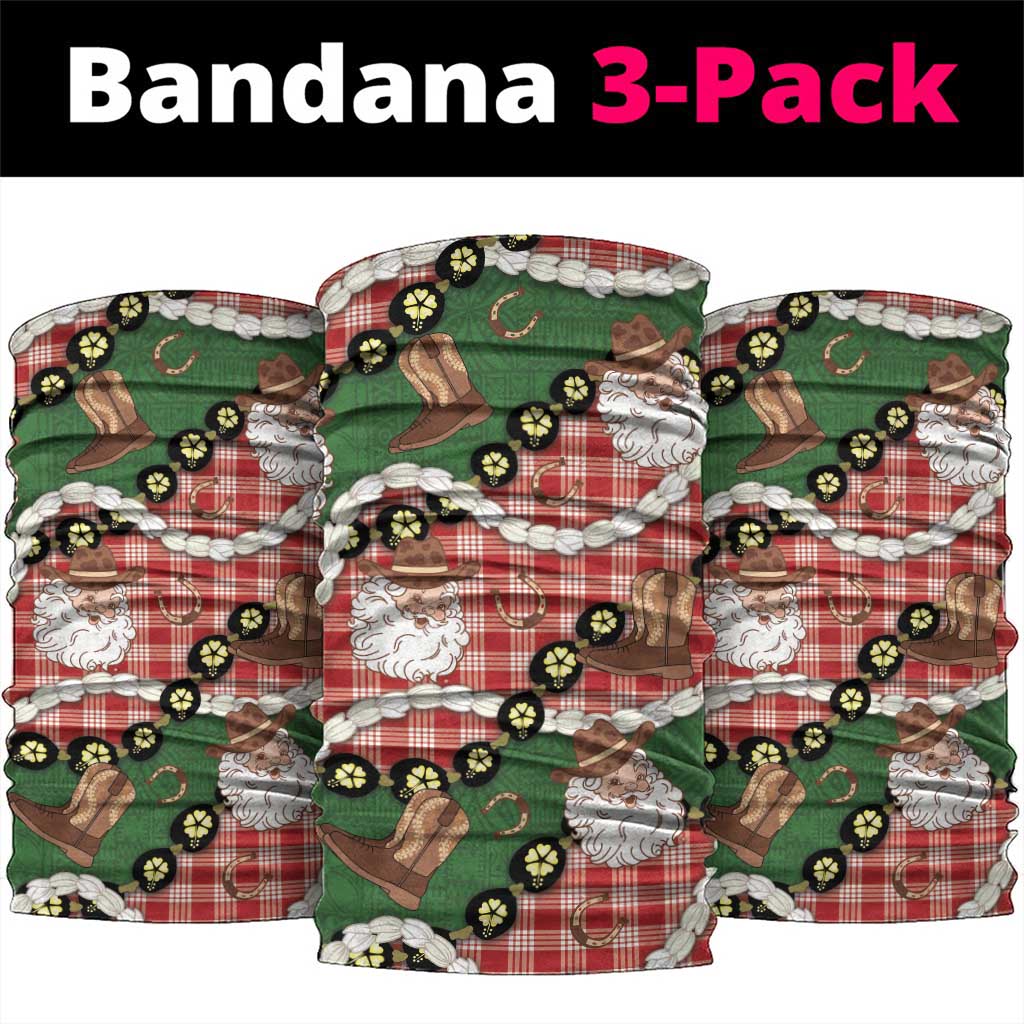 Cowboy Hawaii Mele Kalikimaka Neck Gaiter Paniolo Kukui Nut Pikake Lei Red Version - Polynesian Pride