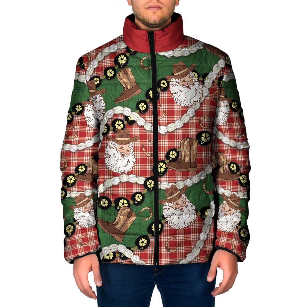 Cowboy Hawaii Mele Kalikimaka Padded Jacket Paniolo Kukui Nut Pikake Lei Red Version - Polynesian Pride