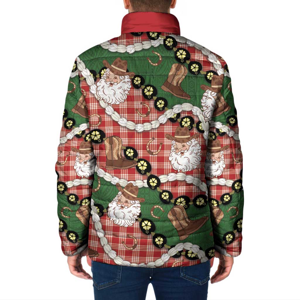 Cowboy Hawaii Mele Kalikimaka Padded Jacket Paniolo Kukui Nut Pikake Lei Red Version - Polynesian Pride