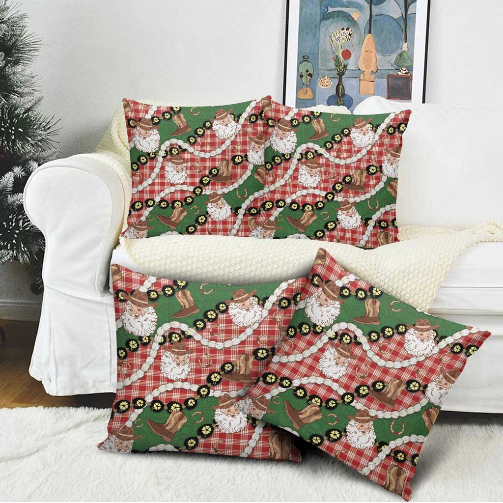 Cowboy Hawaii Mele Kalikimaka Pillow Cover Paniolo Kukui Nut Pikake Lei Red Version - Polynesian Pride