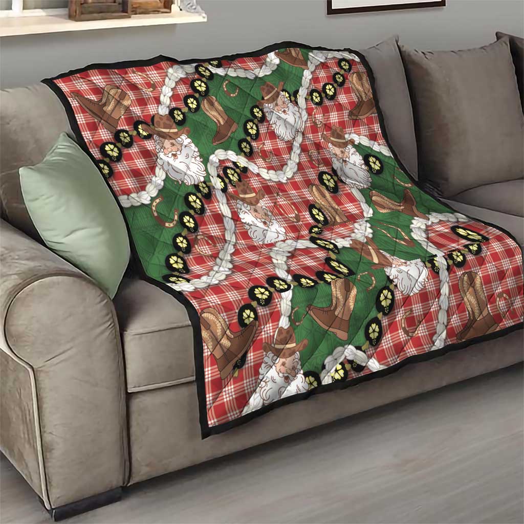 Cowboy Hawaii Mele Kalikimaka Quilt Paniolo Kukui Nut Pikake Lei Red Version - Polynesian Pride