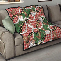 Cowboy Hawaii Mele Kalikimaka Quilt Paniolo Kukui Nut Pikake Lei Red Version - Polynesian Pride
