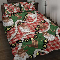 Cowboy Hawaii Mele Kalikimaka Quilt Bed Set Paniolo Kukui Nut Pikake Lei Red Version - Polynesian Pride